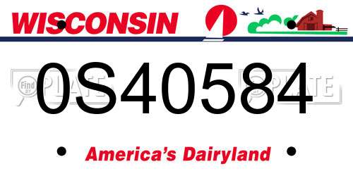 0S40584 Wisconsin License Plate