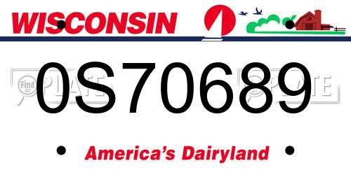 0S70689 Wisconsin License Plate
