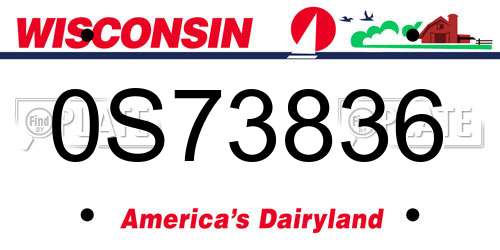 0S73836 Wisconsin License Plate