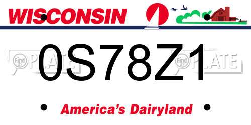 0S78Z1 Wisconsin License Plate