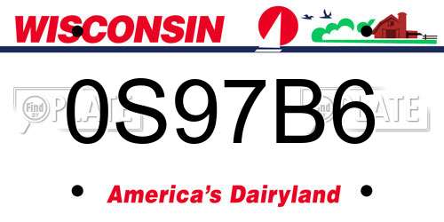 0S97B6 Wisconsin License Plate
