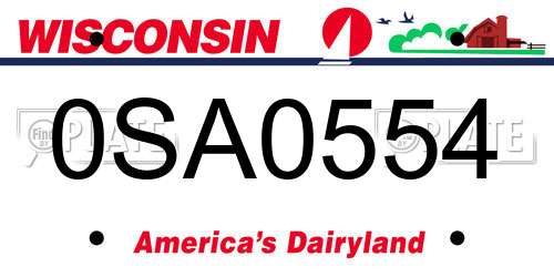 0SA0554 Wisconsin License Plate