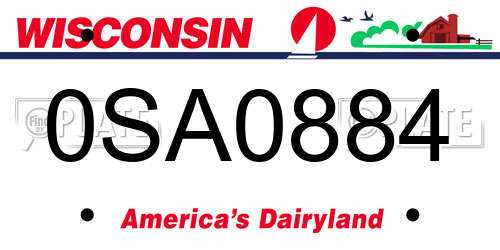 0SA0884 Wisconsin License Plate
