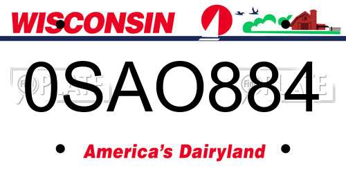 0SAO884 Wisconsin License Plate