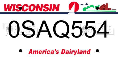0SAQ554 Wisconsin License Plate
