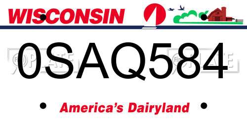 0SAQ584 Wisconsin License Plate