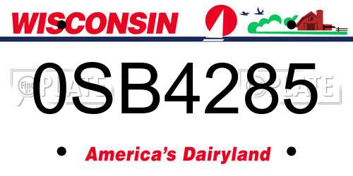 0SB4285 Wisconsin License Plate