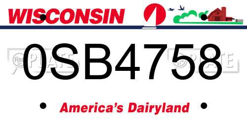 0SB4758 Wisconsin License Plate