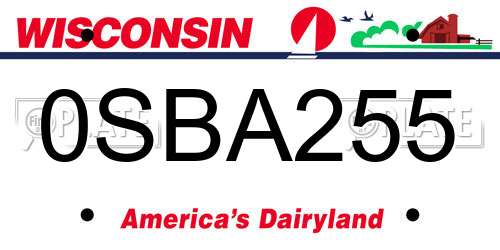 0SBA255 Wisconsin License Plate