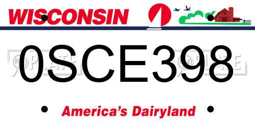 0SCE398 Wisconsin License Plate