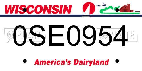 0SE0954 Wisconsin License Plate