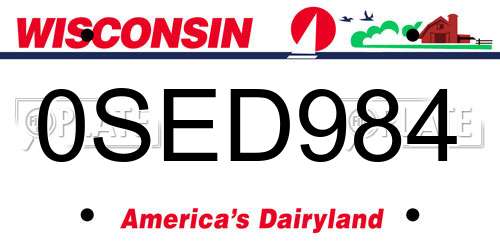 0SED984 Wisconsin License Plate