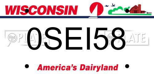 0SEI58 Wisconsin License Plate