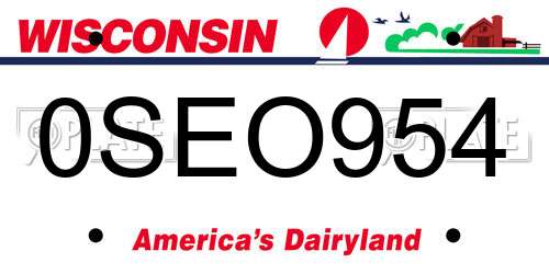 0SEO954 Wisconsin License Plate