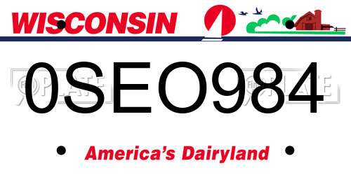 0SEO984 Wisconsin License Plate