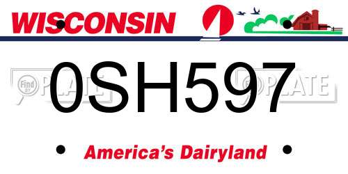 0SH597 Wisconsin License Plate
