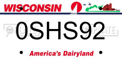 0SHS92 Wisconsin License Plate