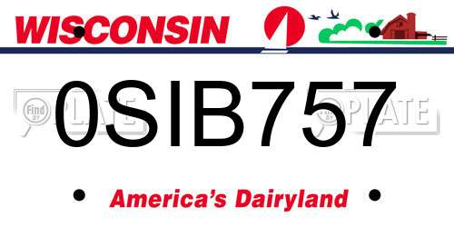 0SIB757 Wisconsin License Plate
