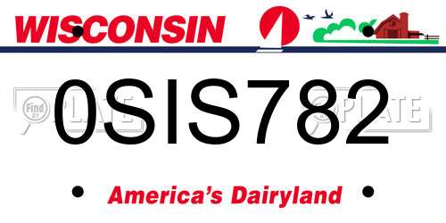 0SIS782 Wisconsin License Plate