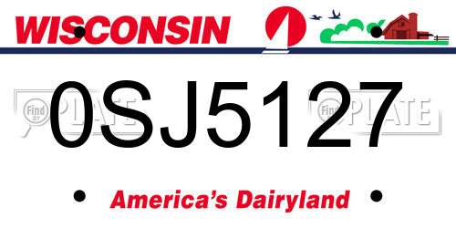 0SJ5127 Wisconsin License Plate