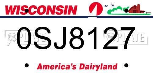 0SJ8127 Wisconsin License Plate