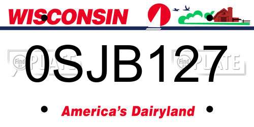 0SJB127 Wisconsin License Plate