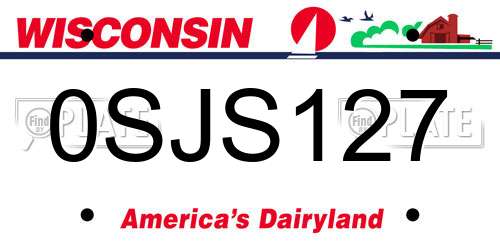 0SJS127 Wisconsin License Plate