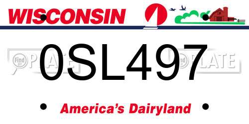 0SL497 Wisconsin License Plate