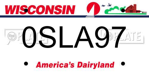 0SLA97 Wisconsin License Plate