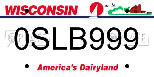 0SLB999 Wisconsin License Plate