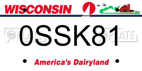 0SSK81 Wisconsin License Plate