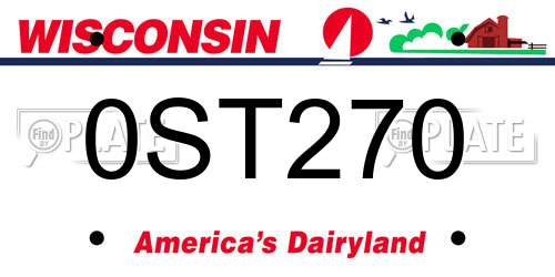 0ST270 Wisconsin License Plate