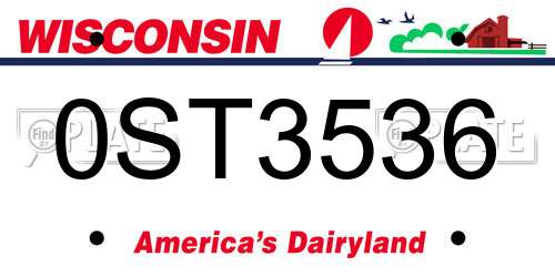 0ST3536 Wisconsin License Plate