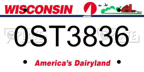 0ST3836 Wisconsin License Plate
