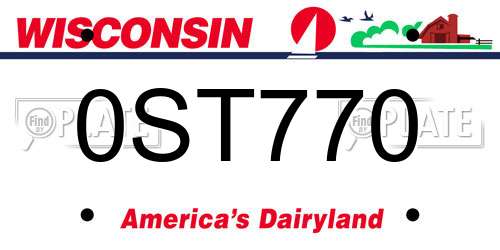 0ST770 Wisconsin License Plate