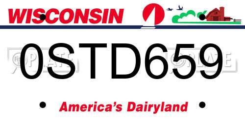 0STD659 Wisconsin License Plate