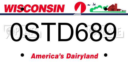 0STD689 Wisconsin License Plate