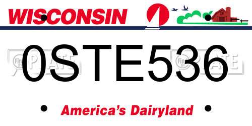 0STE536 Wisconsin License Plate