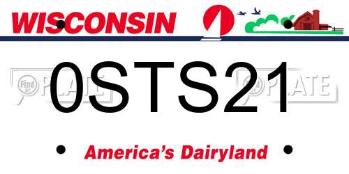 0STS21 Wisconsin License Plate