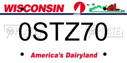 0STZ70 Wisconsin License Plate