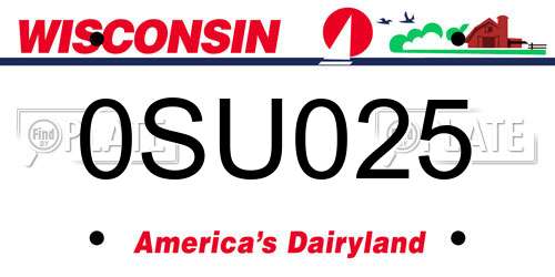 0SU025 Wisconsin License Plate