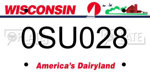 0SU028 Wisconsin License Plate
