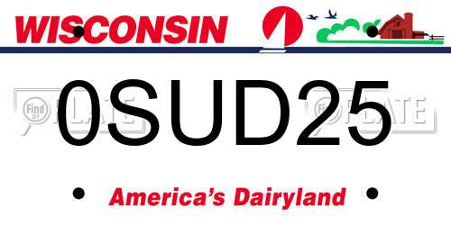 0SUD25 Wisconsin License Plate