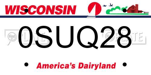 0SUQ28 Wisconsin License Plate