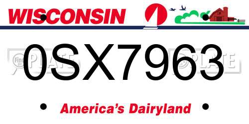 0SX7963 Wisconsin License Plate