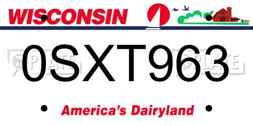 0SXT963 Wisconsin License Plate
