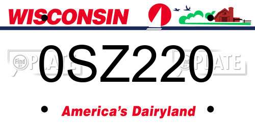 0SZ220 Wisconsin License Plate