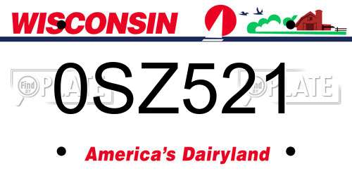 0SZ521 Wisconsin License Plate