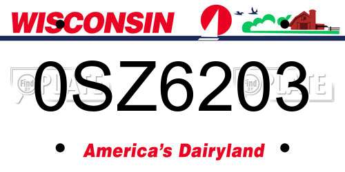 0SZ6203 Wisconsin License Plate