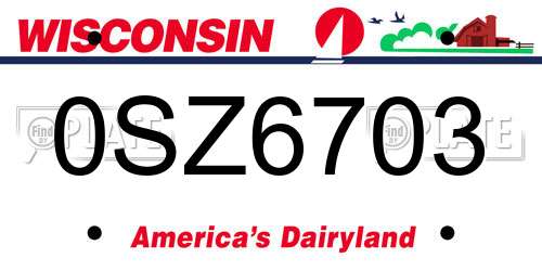 0SZ6703 Wisconsin License Plate